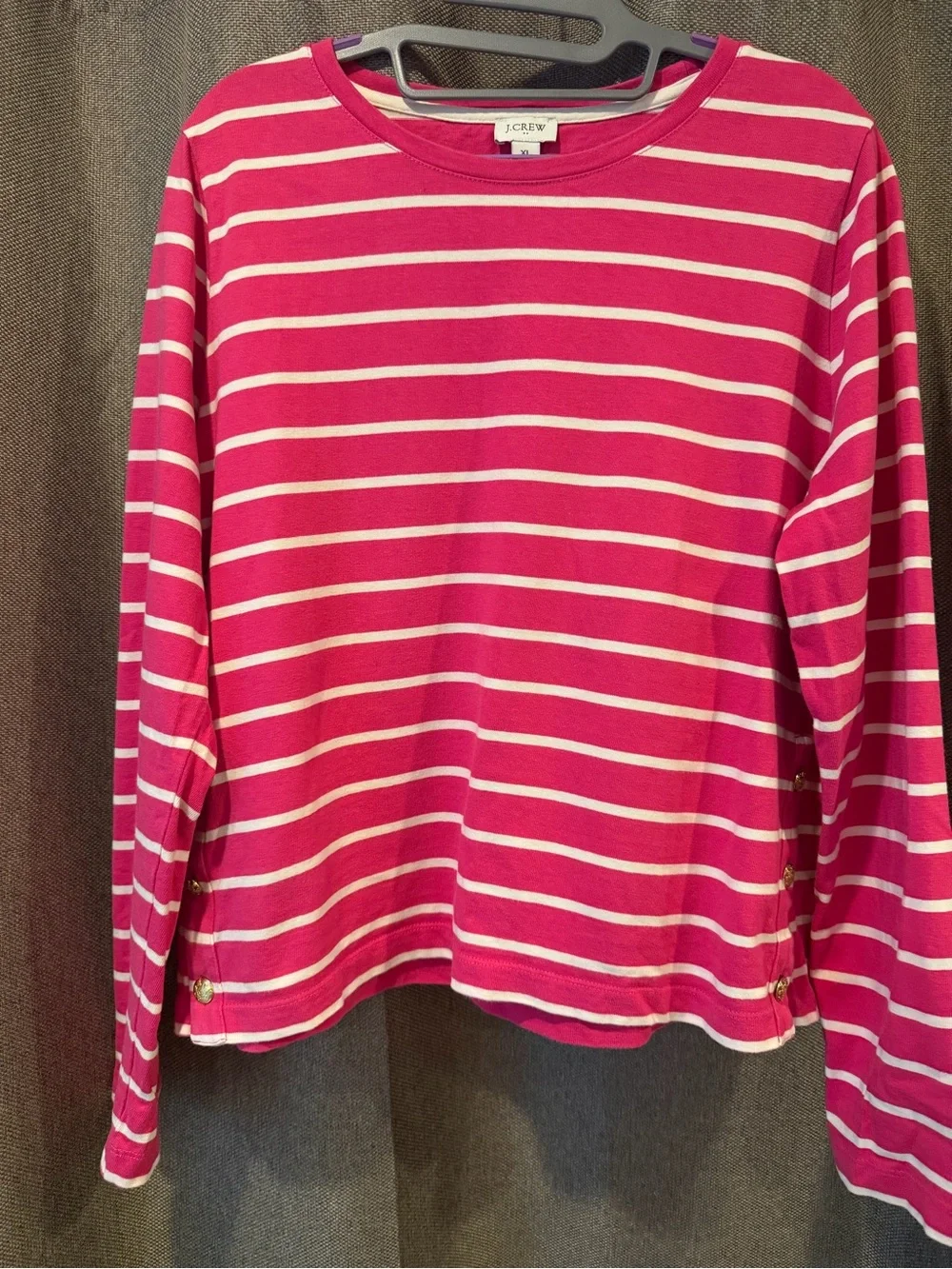 J. Crew Pink & White Striped Long-Sleeve Tee